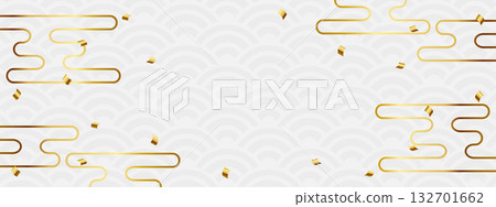 White banner with a luxurious Seigaiha pattern and haze effect 132701662