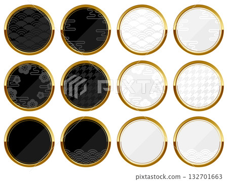 Set of 12 luxurious Japanese-style frames in black and white 132701663