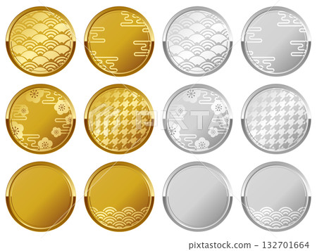 Set of 12 luxurious Japanese-style frames in gold and silver 132701664