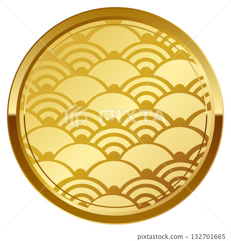 Luxurious Seigaiha pattern frame in gold 132701665