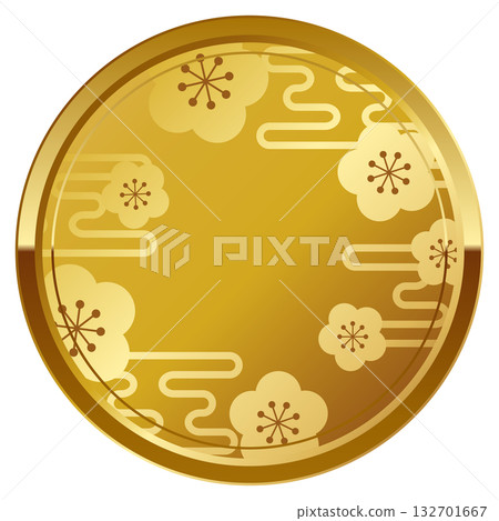 金色的奢華薄霧和梅花圖案邊框 132701667