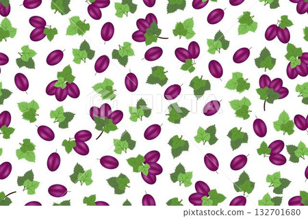Purple grapes and its leaves doodle seamless pattern design for background, wallpaper or printing. Purple grapes and its leaves doodle seamless pattern design for background, wallpaper or printing. 132701680