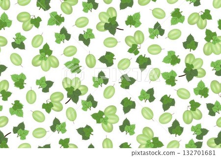 Green grapes and its leaves doodle seamless pattern design on white background, for background, wallpaper or printing. Green grapes and its leaves doodle seamless pattern design on white background, for background, wallpaper or printing. 132701681
