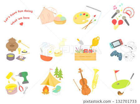嗜好和生活方式圖示插畫集 132701733