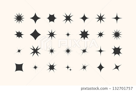 Sparkles and stars set, glowing lights, decorative twinkle and bursts forms, abstract shining flash symbols, y2k style basic shapes geometric graphic elements Sparkles and stars set, glowing lights, decorative twinkle and bursts forms, abstract shining flash symbols, y2k style basic shapes geometric graphic elements 132701757