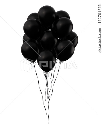 Black balloons bunch. Party celebration balloons on isolated background. 3d rendering. Applicable for black Friday design design. Black balloons bunch. Party celebration balloons on isolated background. 3d rendering. Applicable for black Friday design design. 132701763
