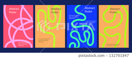 Set of Abstract Wavy Bold Lines Poster Backgrounds. Modern Abstract Art Design Template. Vibrant colors. Set of Abstract Wavy Bold Lines Poster Backgrounds. Modern Abstract Art Design Template. Vibrant colors. 132701847