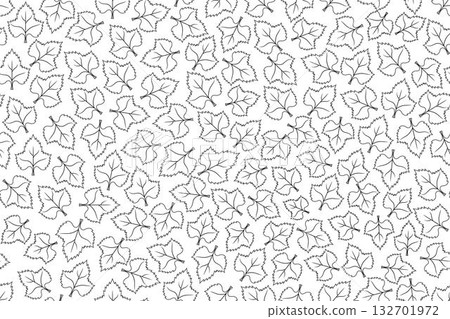 Abstract drawing of maple leaves black outline doodle seamless pattern, on white background. 132701972