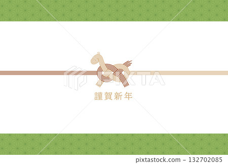 Year of the Horse New Year's card template with horse motif 132702085
