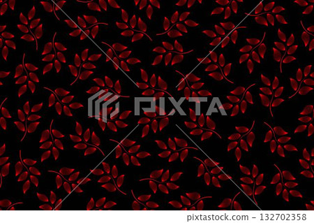 Abstract seamless pattern design of stylized leaves in red outlines on a black background, can be used for background, textiles, wrapping paper and other decorative purposes. Abstract seamless pattern design of stylized leaves in red outlines on a black background, can be used for background, textiles, wrapping paper and other decorative purposes. 132702358