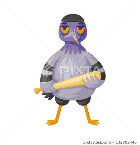 Pigeon Bandit and Criminal Character with Bat Vector Illustration Pigeon Bandit and Criminal Character with Bat Vector Illustration 132702446