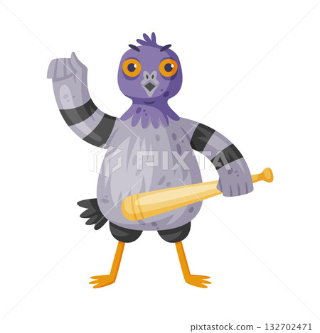 Pigeon Bandit and Criminal Character with Bat Vector Illustration Pigeon Bandit and Criminal Character with Bat Vector Illustration 132702471