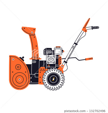Snow Removal Machine as Petrol Hand Tool and Equipment for Repair Work Vector Illustration Snow Removal Machine as Petrol Hand Tool and Equipment for Repair Work Vector Illustration 132702496