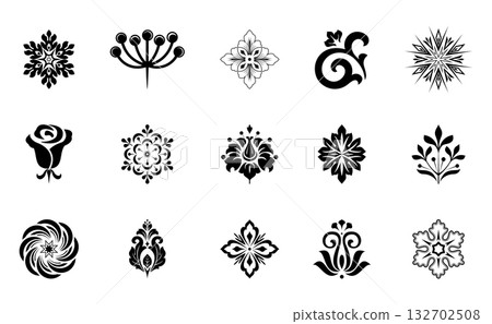 Flower icons set. Isolated elements for design. Vector graphics. 132702508
