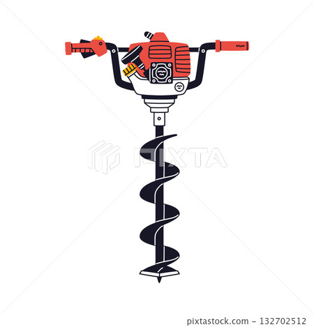 Drilling Rig as Petrol Hand Tool and Equipment for Repair Work Vector Illustration 132702512