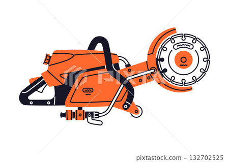 Cutting Torch or Saw as Petrol Hand Tool and Equipment for Repair Work Vector Illustration Cutting Torch or Saw as Petrol Hand Tool and Equipment for Repair Work Vector Illustration 132702525