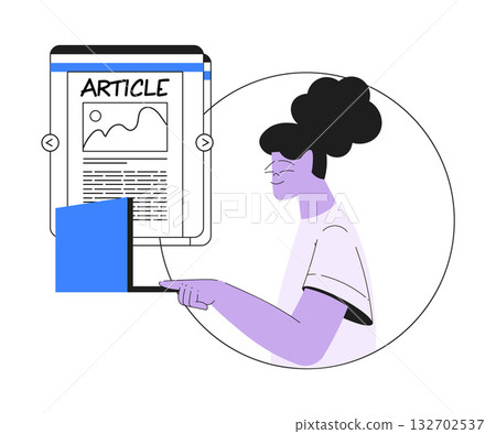 Woman Work with Text Editing and Writing Article on Laptop Vector Illustration 132702537