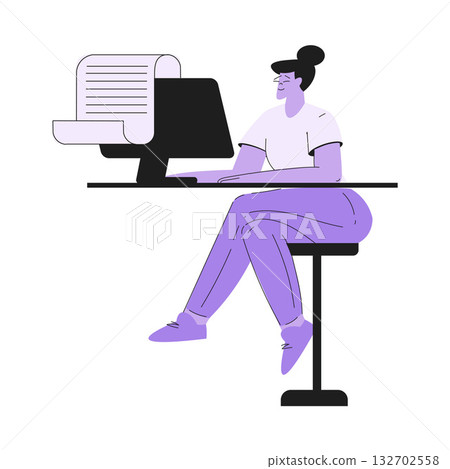 Woman Work with Text Editing and Writing Article Vector Illustration 132702558