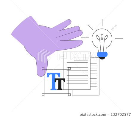 Text Editing and Writing Article with Hand and Lightbulb Vector Illustration 132702577