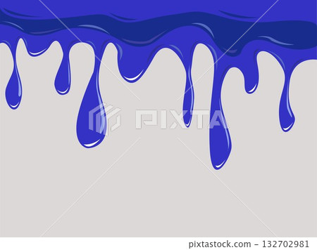 Blue liquid paint dripping down on white background. 3d vector illustration with clipping path. Blue liquid paint dripping down on white background. 3d vector illustration with clipping path. 132702981