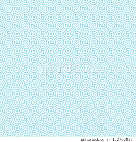 Overlapping light blue circle geometric pattern on white background. Japanese traditional seamless pattern. Vector illustration for fabric, print, wallpaper, packaging, wrapping, tiles. Overlapping light blue circle geometric pattern on white background. Japanese traditional seamless pattern. Vector illustration for fabric, print, wallpaper, packaging, wrapping, tiles. 132702985