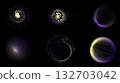 Golden violet data swirl sphere with particle trajectories on dark background 132703042