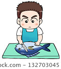 A man cutting fish 132703045