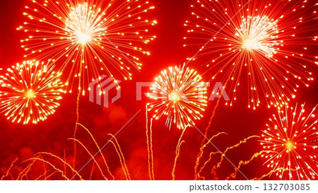Red Firework celebrate anniversary happy new year 2024, 4th of july holiday festival. red firework in night time celebrate national holiday. Countdown to new year 2025 festival party time event Red Firework celebrate anniversary happy new year 2024, 4th of july holiday festival. red firework in night time celebrate national holiday. Countdown to new year 2025 festival party time event 132703085