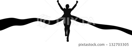 一位女士率先衝過終點線的插圖 一位女士率先衝過終點線的插圖 132703305