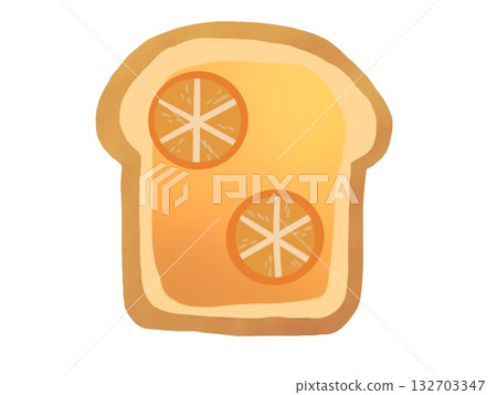 塗抹橘子醬的吐司插圖 132703347