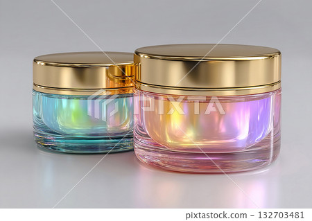 Makeup brand mockup. Packaging mockup. Makeup containers. Design element. Empty labels for branding. 132703481
