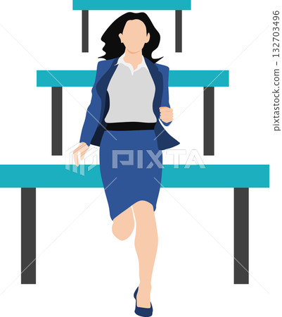一位女士率先衝過終點線的插圖 一位女士率先衝過終點線的插圖 132703496