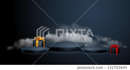 3D Scene With Black Display Podiums 132703694
