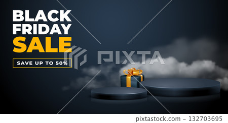 3D Scene With Black Display Podiums 132703695