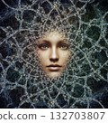 Mystical Face in Fractal Web 132703807