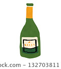 Textured Green Wine or Champagne Bottle Illustration 132703811