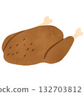 Textured Watercolor Roast Turkey Illustration - Hand-Drawn Thanksgiving Meal 132703812