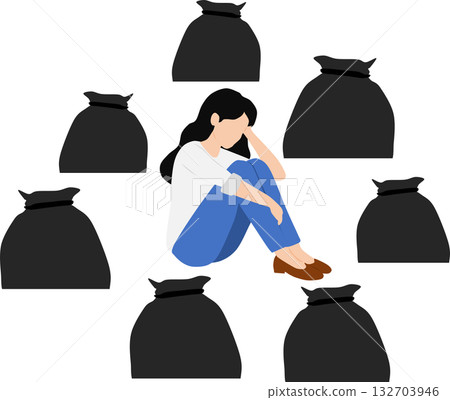 憂鬱女性的插圖 132703946