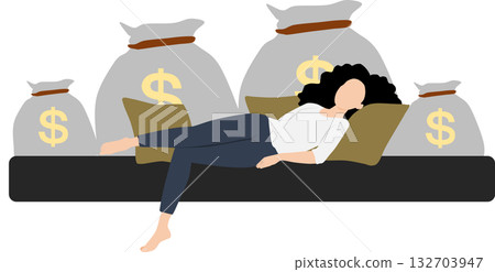 Illustration of a woman making passive income 132703947