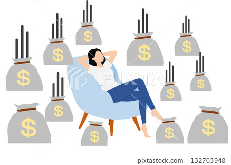 Illustration of a woman making passive income 132703948