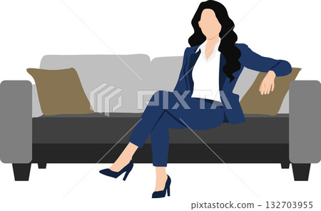一位在家工作的女商人的插圖 132703955