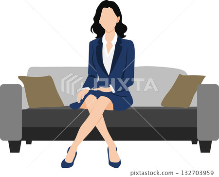一位在家工作的女商人的插圖 132703959