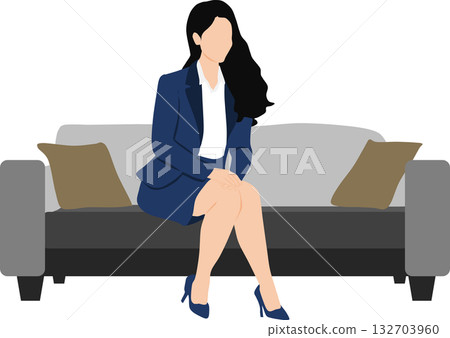 一位在家工作的女商人的插圖 132703960