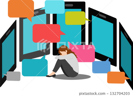 社群媒體恐懼症的圖示 132704203