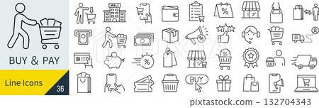 Shopping and payment icon set 132704343