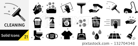 Vector cleaning silhouette icon set 132704348