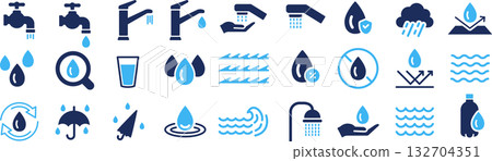 Vector water silhouette icon set 132704351