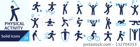 Vector activity silhouette icon set Vector activity silhouette icon set 132704353