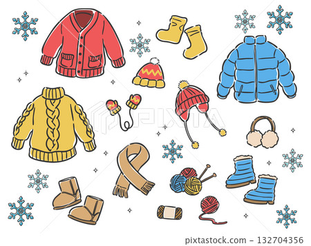 冬季時尚單品向量圖 132704356