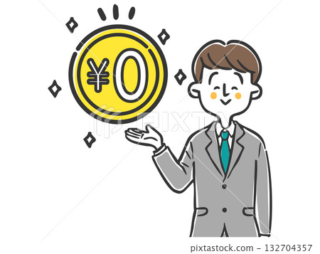 Male office worker introducing free plans Vector Male office worker introducing free plans Vector 132704357